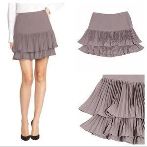 BCBGMAXAZRIA Ruffle NIMA Mini Pleated Flirty Skate Skirt Size 0 Hazelnut